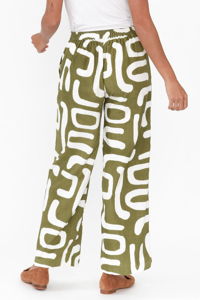 Draco Khaki Abstract Cotton Corduroy Pants image 4