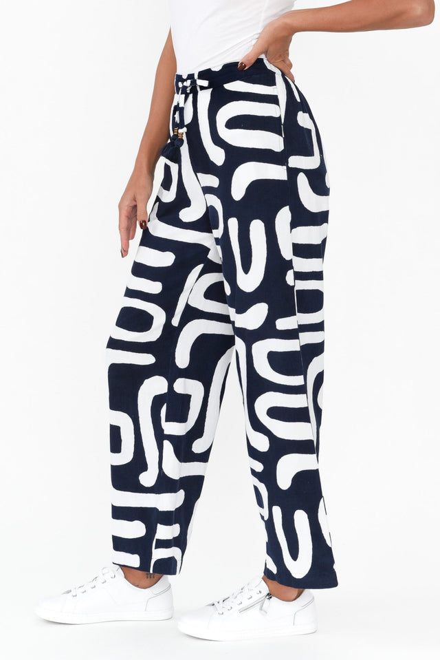 Draco Navy Abstract Cotton Corduroy Pants image 3