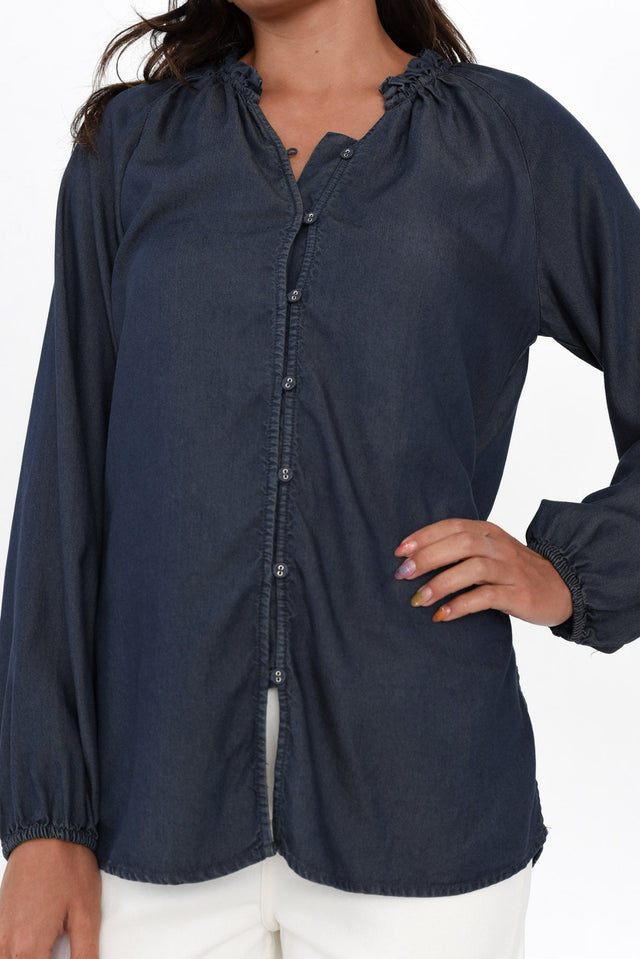 Drew Blue Denim Button Blouse image 5