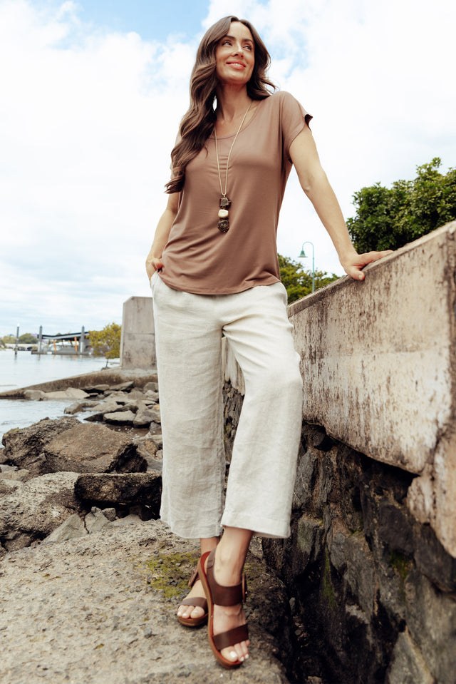 Griffin Natural Linen Wide Leg Pants