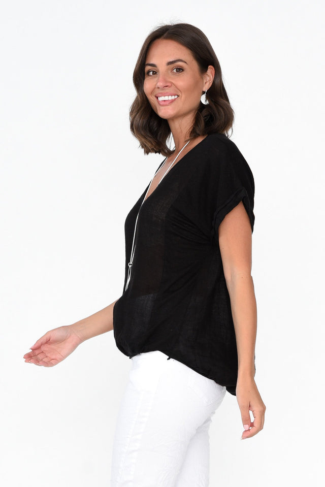 Effie Black Linen Tee image 3