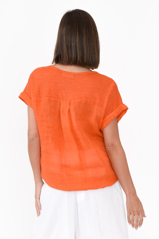 Effie Orange Linen Tee