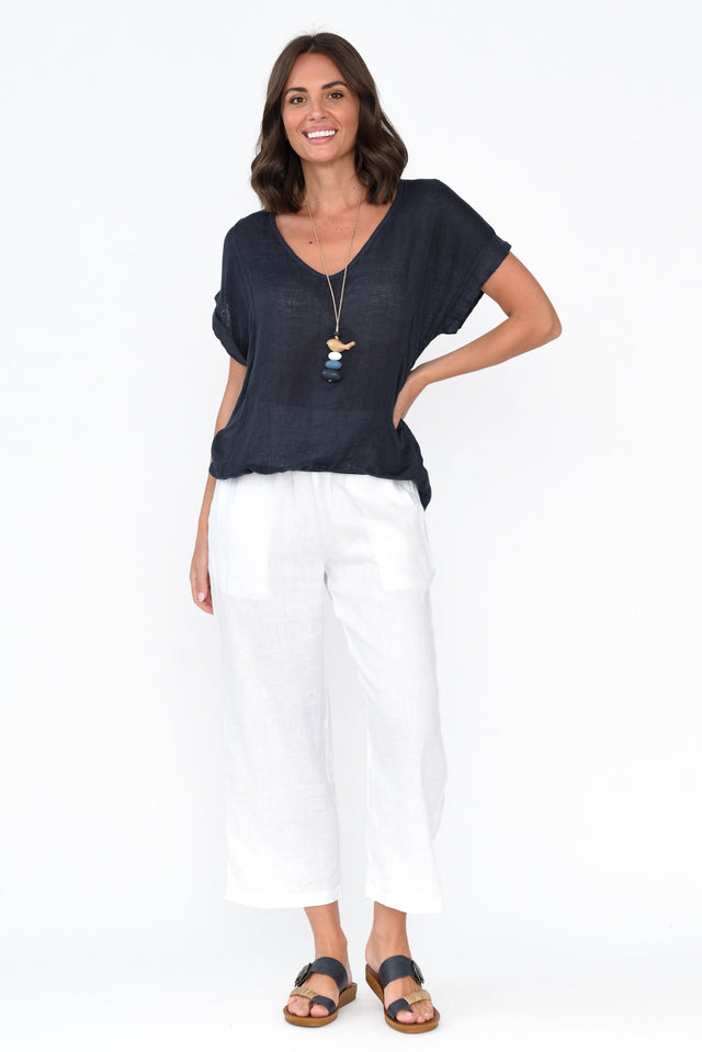 Effie Navy Linen Tee banner image