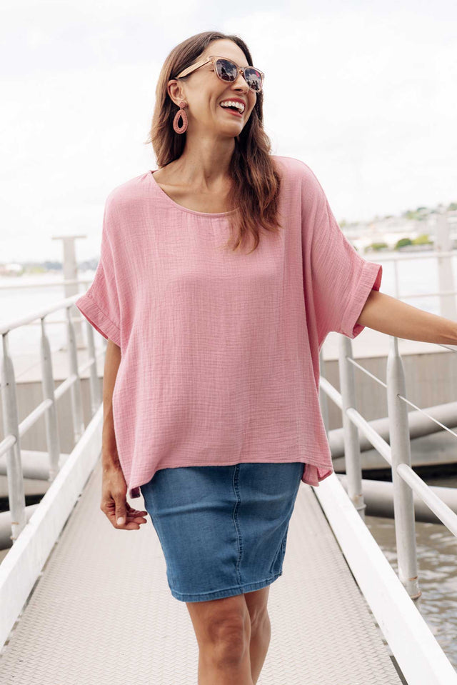 Elaine Pink Cotton Gauze Top