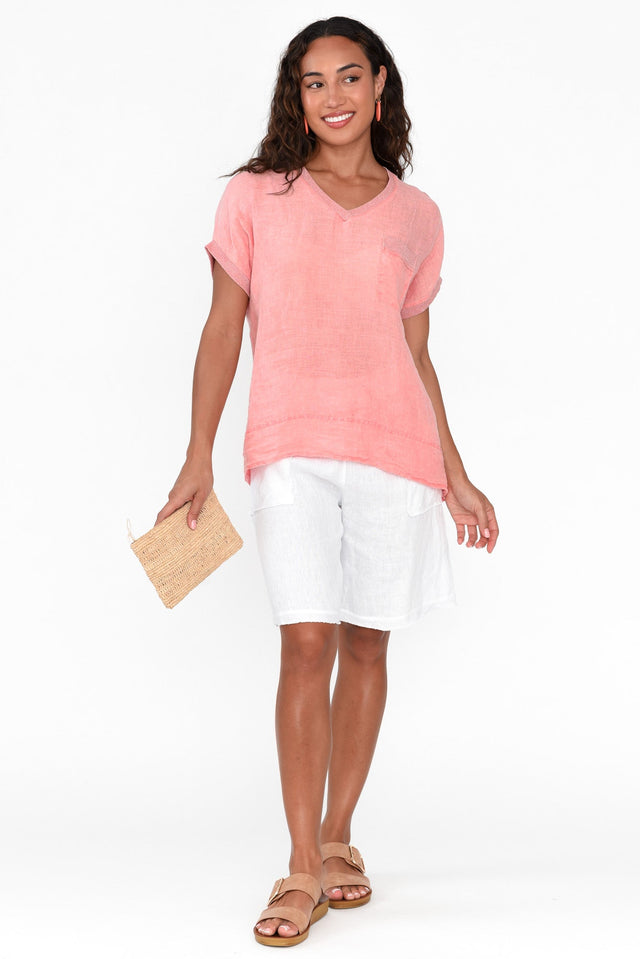 Elaria Peach Linen Blend Tee image 3