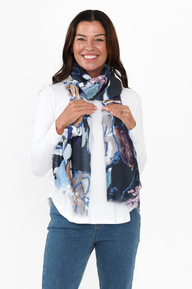 Elim Blue Floral Scarf