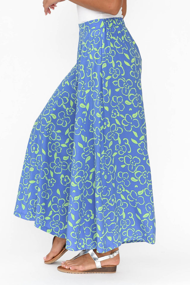 Elira Blue Flower Wide Leg Pants