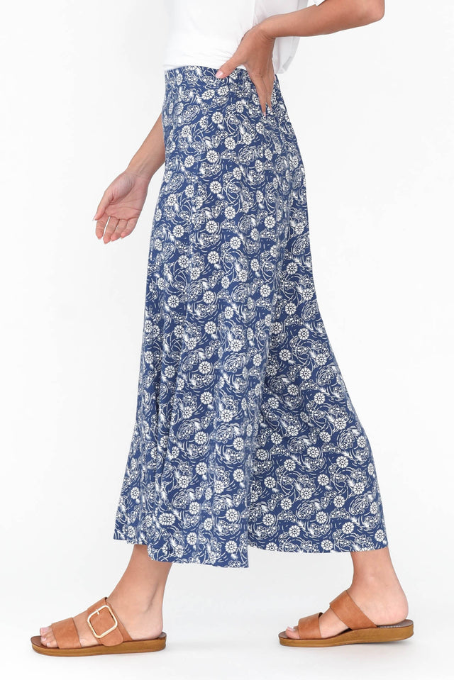 Elira Navy Floral Wide Leg Pants