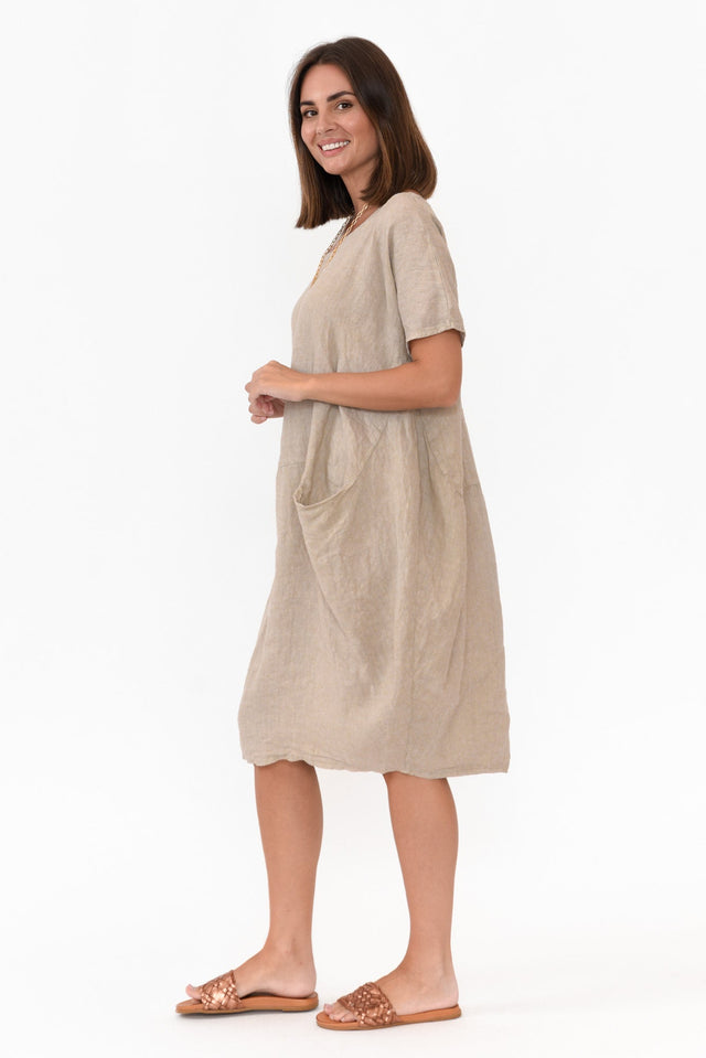 Ella Beige Linen Dress