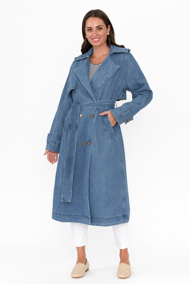 Elsie Mid Blue Denim Trench Coat banner image