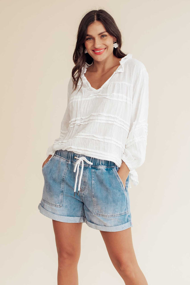 Emma Blue Denim Relaxed Shorts image 1