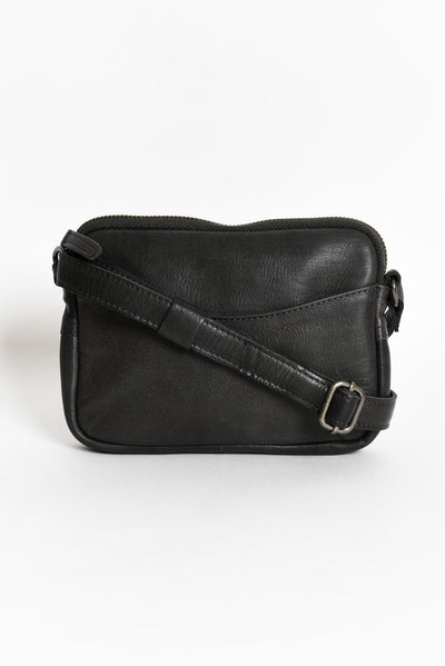 Emma Charcoal Leather Crossbody Bag