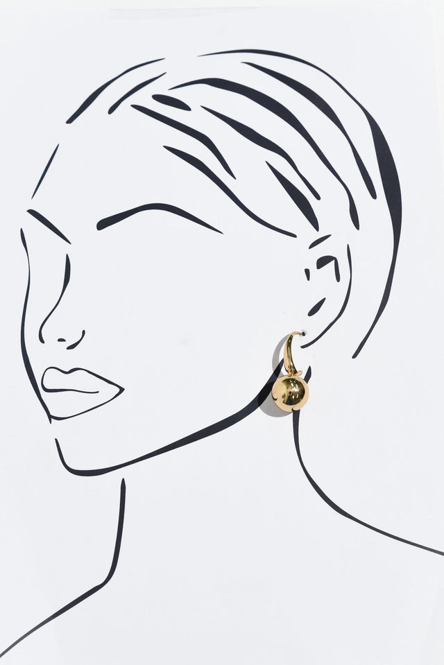 Erisa Gold Ball Drop Earrings image 2