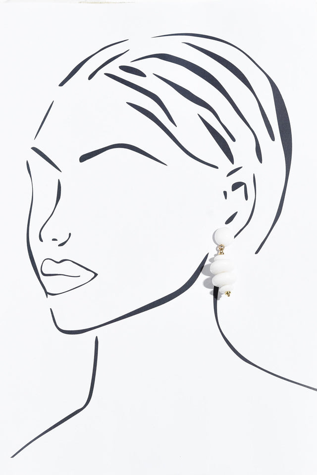 Esme White Beaded Drop Earrings image 2