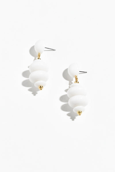 Esme White Beaded Drop Earrings