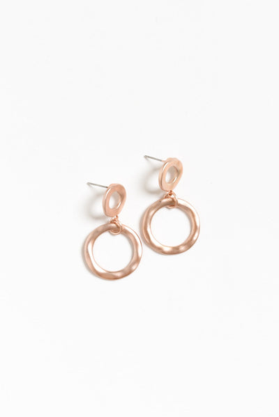 Essence Rose Gold Circular Pendant Drop Earrings