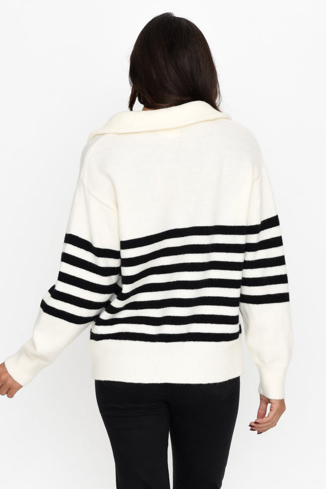 Estie White Stripe Zip Sweater image 4