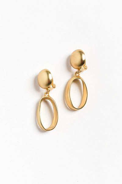 Evolet Gold Oval Clip On Earrings