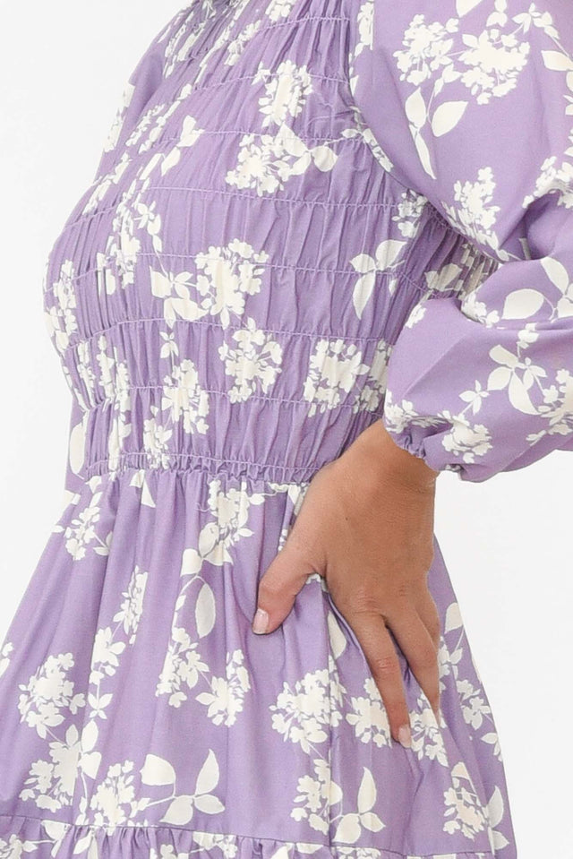 Fallon Lilac Floral Cotton Poplin Dress image 4