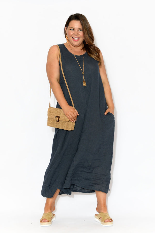 Fay Navy Linen Jumpsuit image 9