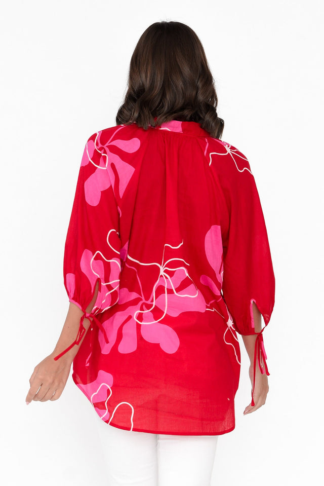 Fenella Red Blossom Cotton Shirt image 4