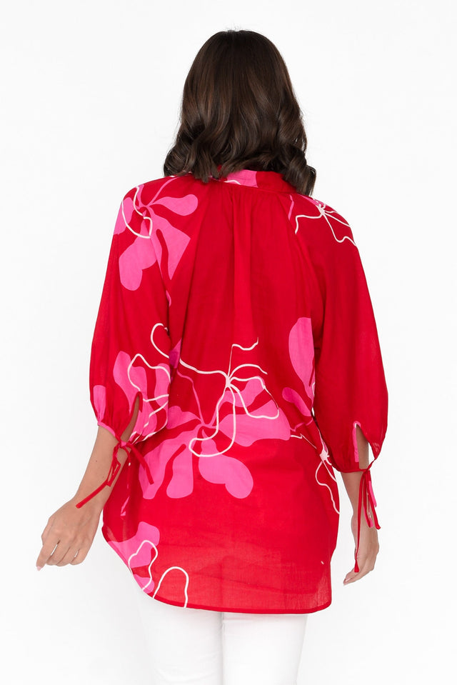 Fenella Red Blossom Cotton Shirt