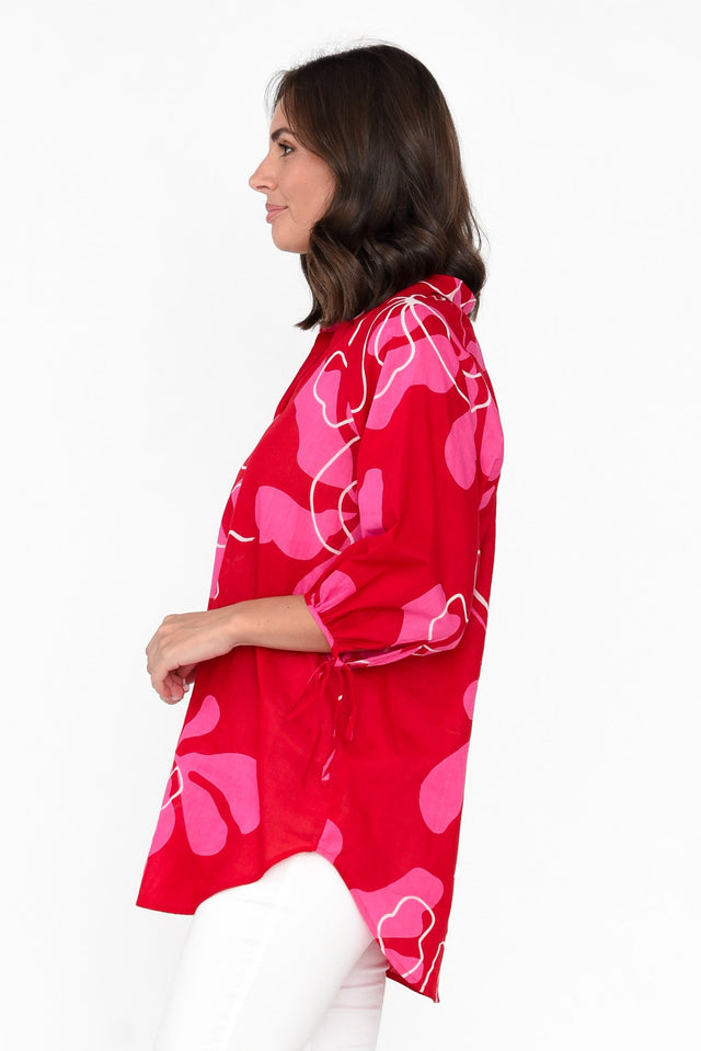 Fenella Red Blossom Cotton Shirt image 3