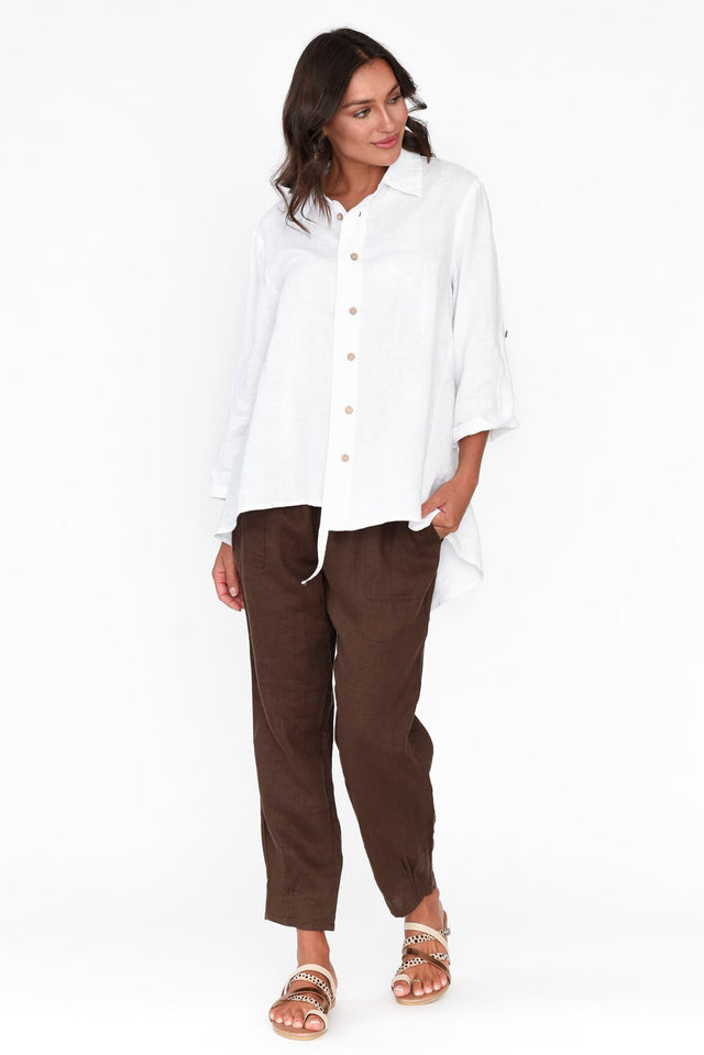 Feodora White Linen Asymmetric Shirt