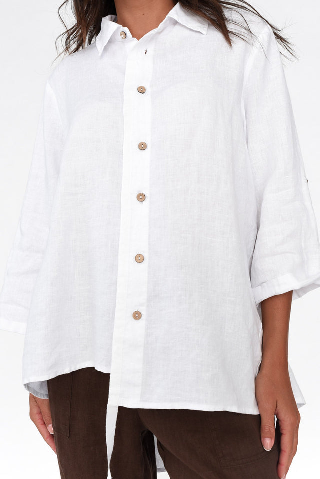 Feodora White Linen Asymmetric Shirt