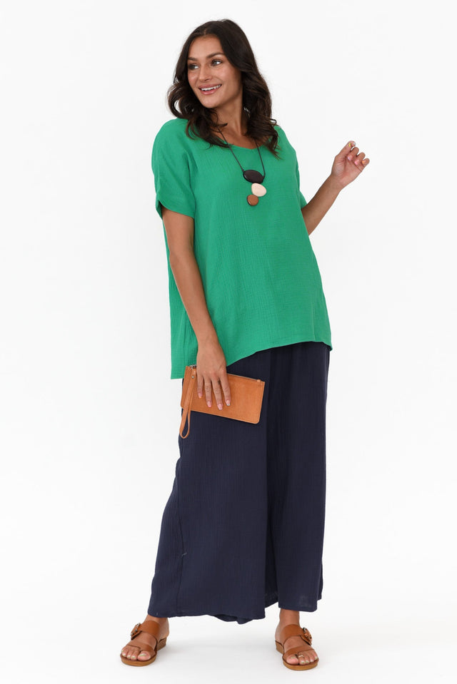 Gabby Navy Cotton Wide Leg Pants image 2