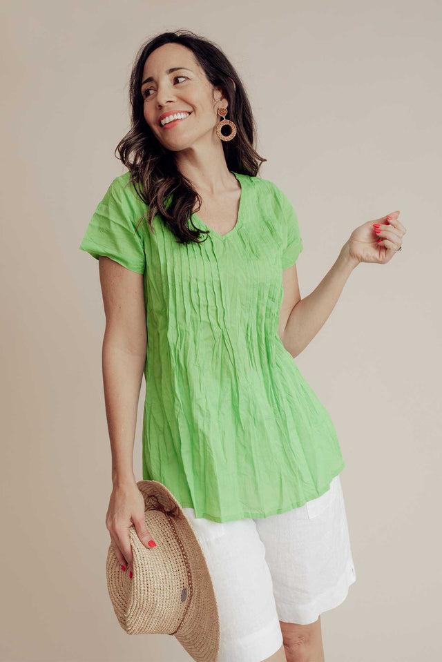 Fia Lime Crinkle Cotton Top image 1