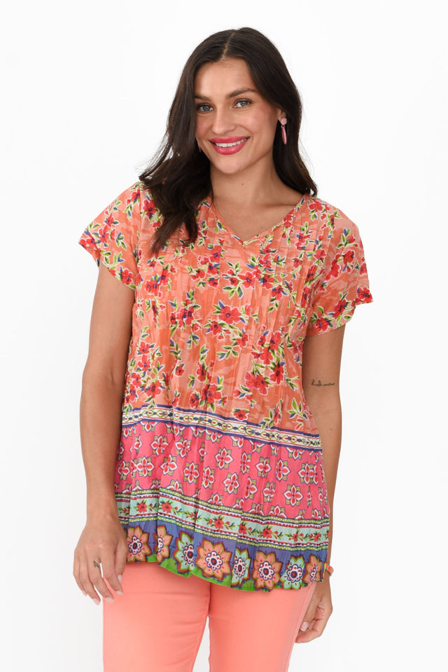 Fia Blush Floral Crinkle Cotton Top image 1