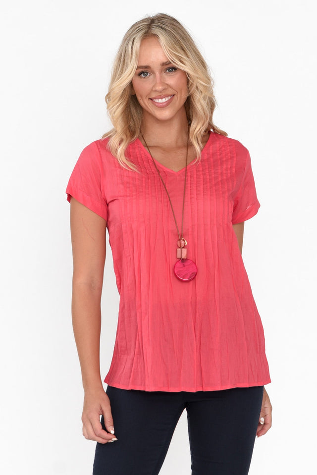 Fia Cherry Cotton Top neckline_V Neck   alt text|model:Zoe image 1