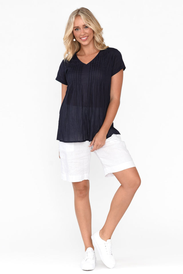 Fia Navy Crinkle Cotton Top image 7