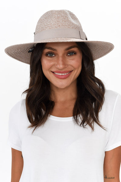 Fiona Sand Wide Brim Travel Fedora