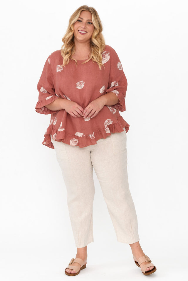 Fitzgerald Rust Spot Linen Frill Top