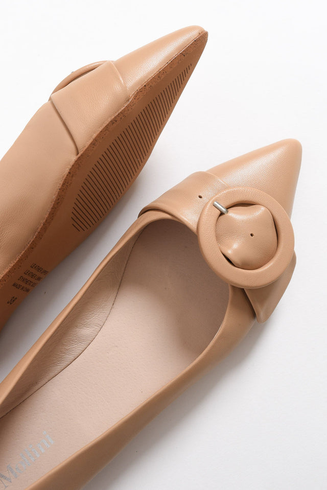 Fiv Nude Leather Buckle Loafer