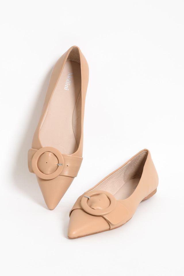 Fiv Nude Leather Buckle Loafer