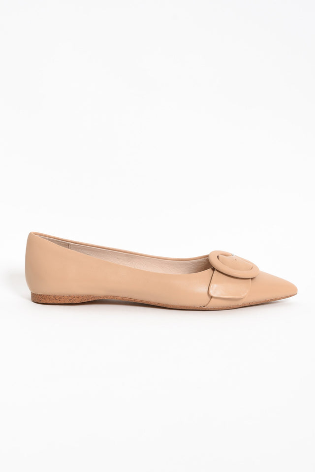 Fiv Nude Leather Buckle Loafer