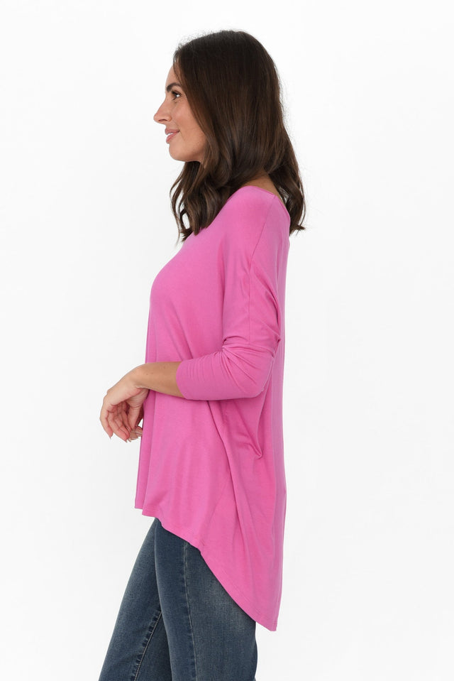 Flamingo Pink Milan 3/4 Sleeve Top