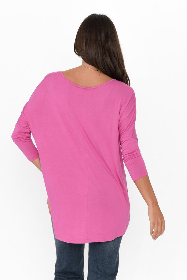 Flamingo Pink Milan 3/4 Sleeve Top