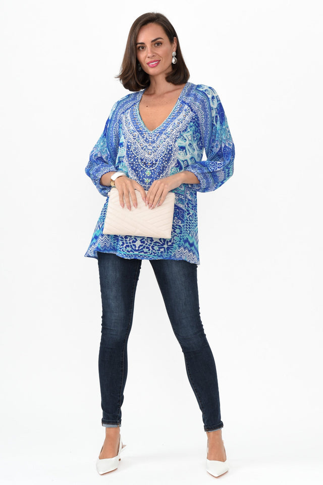 Florence Blue Silk Gypsy Top image 3