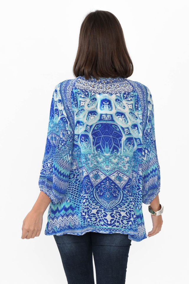 Florence Blue Silk Gypsy Top image 5