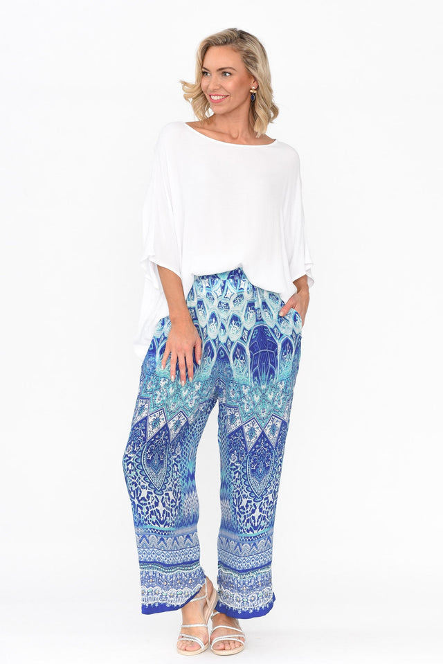 Florence Blue Silk Wide Leg Pants banner image