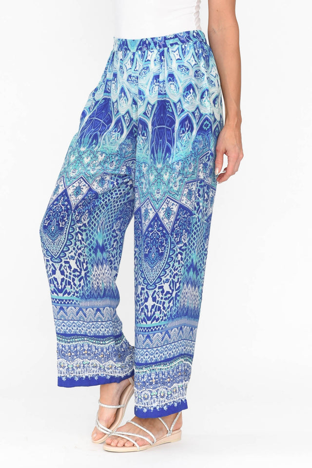 Florence Blue Silk Wide Leg Pants image 3