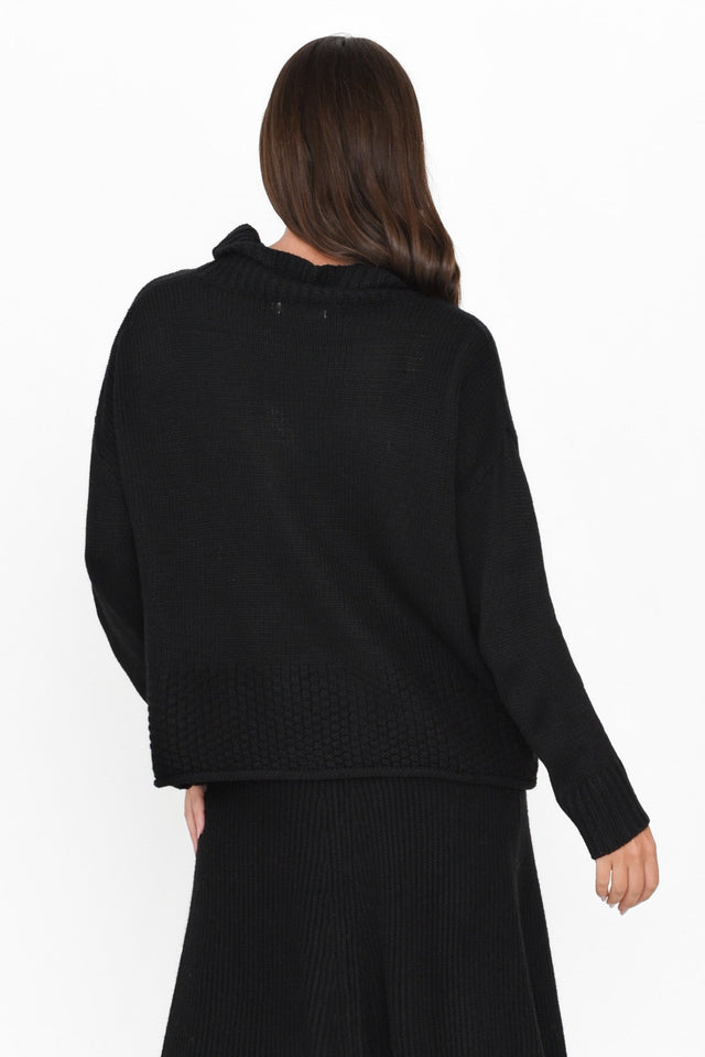Floris Black Knit Turtleneck Sweater