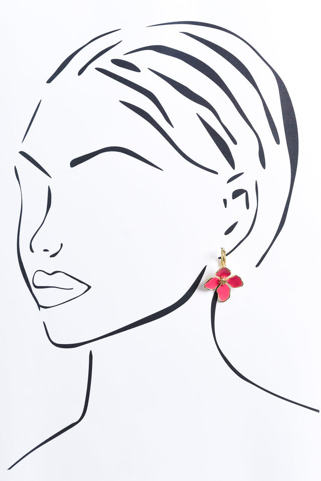 Frannie Pink Flower Clip Earrings