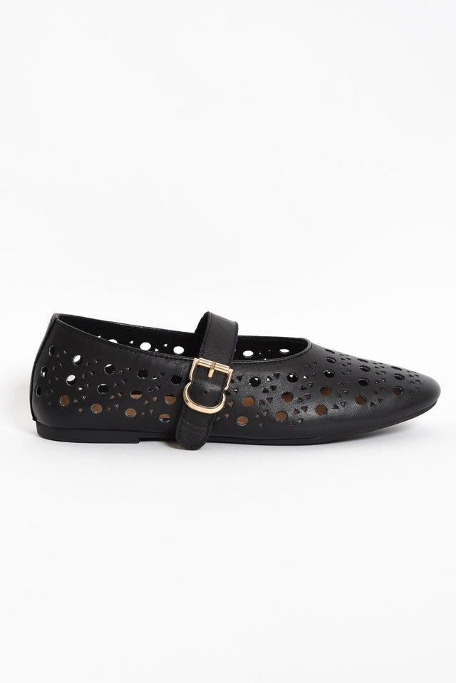 Fruity Black Leather Ballet Flat