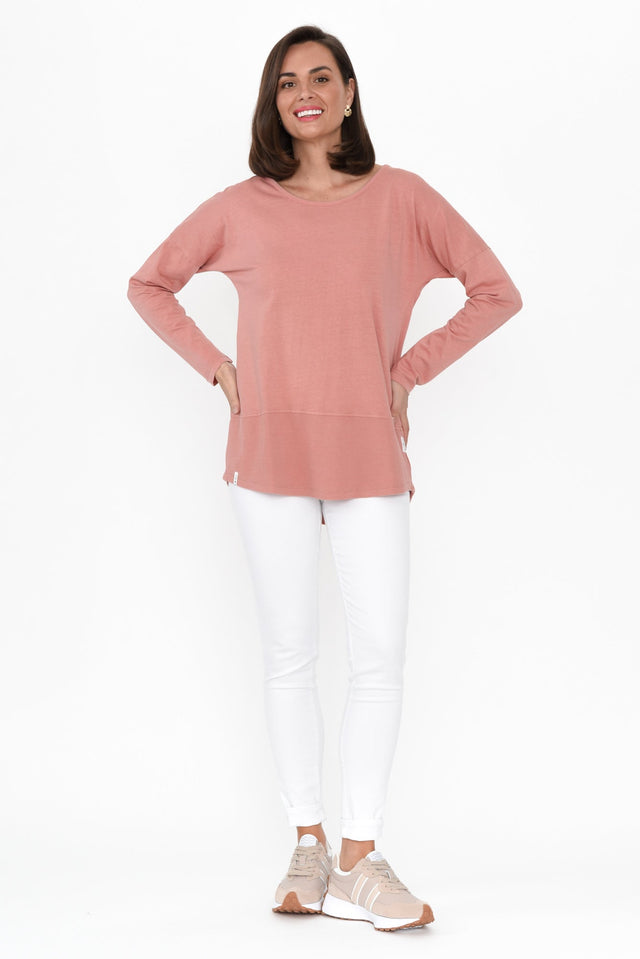 Fundamental Pink Cotton Rib Sleeved Top image 7