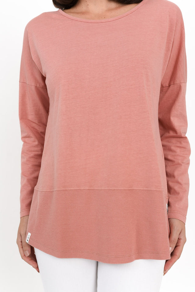 Fundamental Pink Cotton Rib Sleeved Top image 6